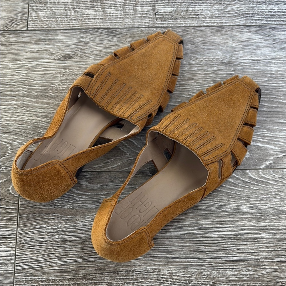 Suede Slingback Flats in Cognac Brown - Women's Casual Shoes